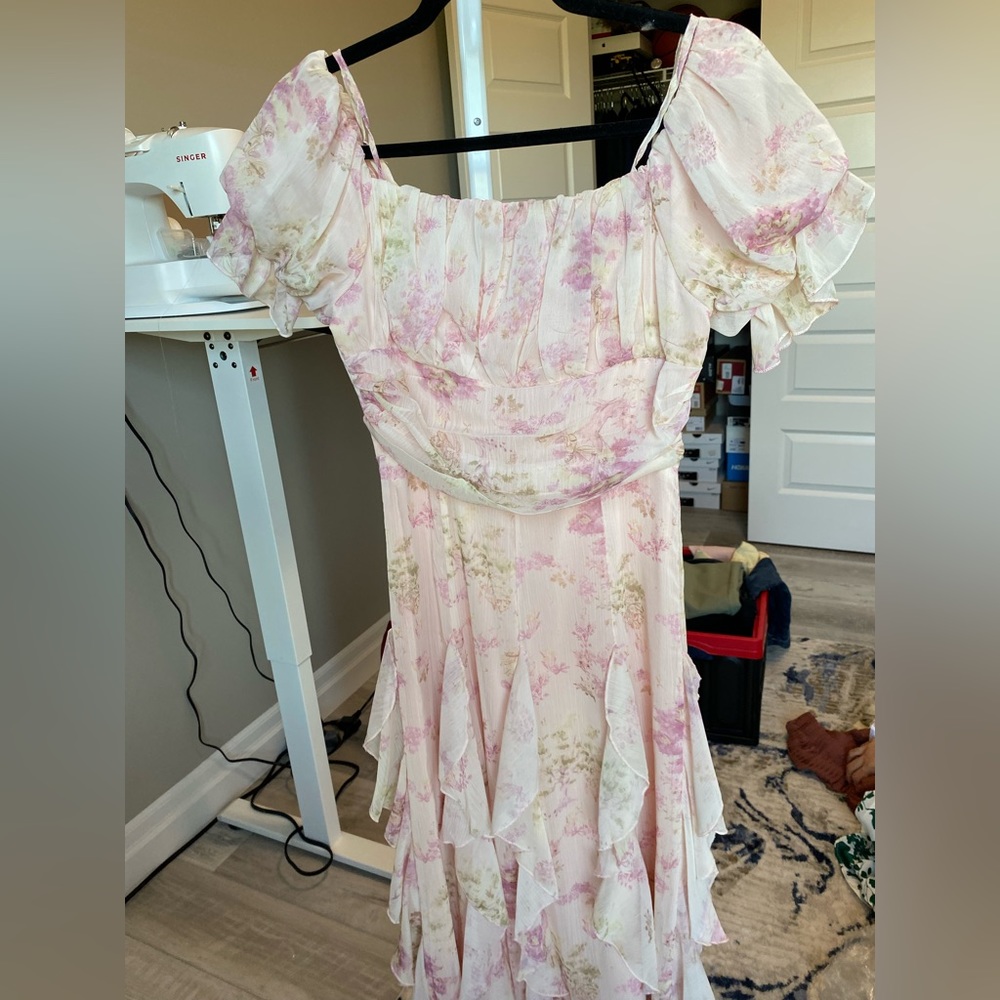FLORAL OFF THE SHOULDER MIDI DRESS